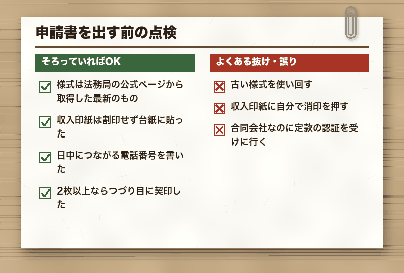 申請書を出す前の点検