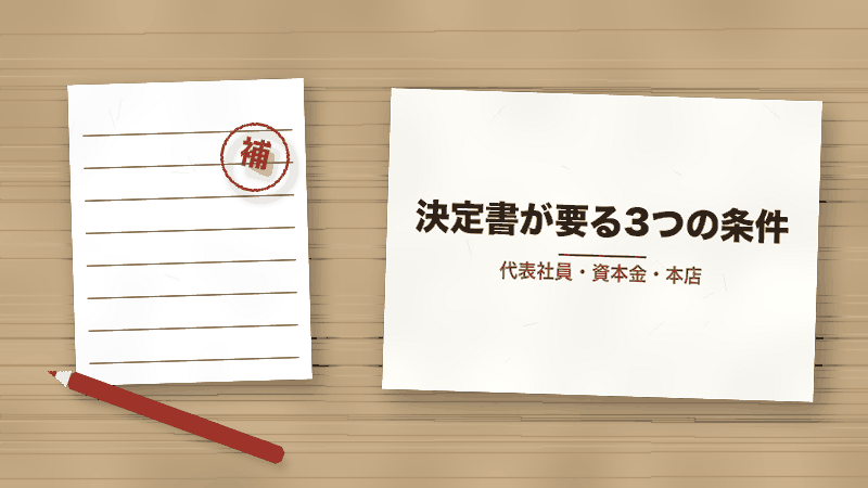 決定書が要る3つの条件（代表社員・資本金・本店）