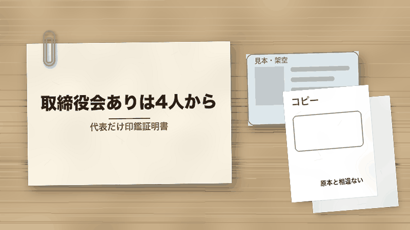 取締役会ありは4人から（代表だけ印鑑証明書）