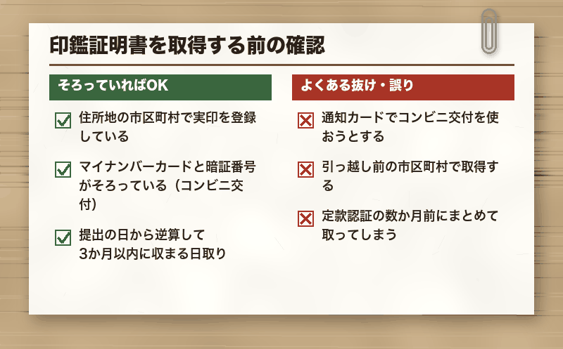 印鑑証明書を取得する前の確認