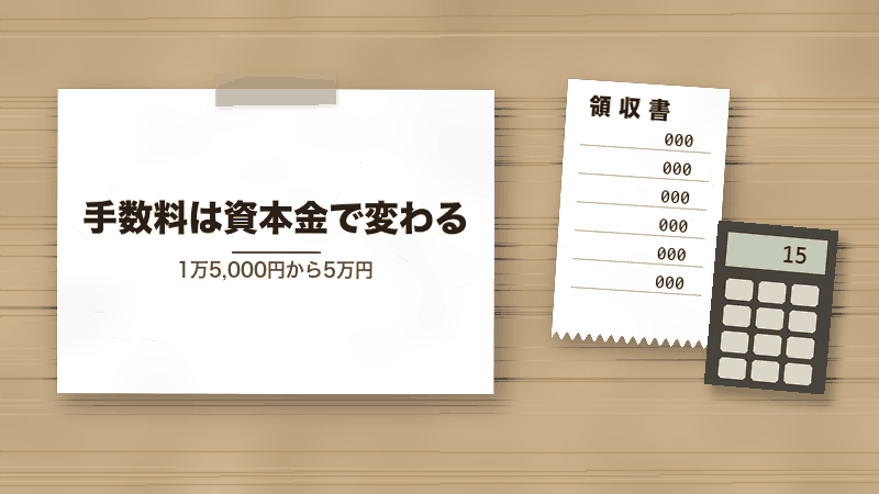 手数料は資本金で変わる(1万5,000円から5万円)