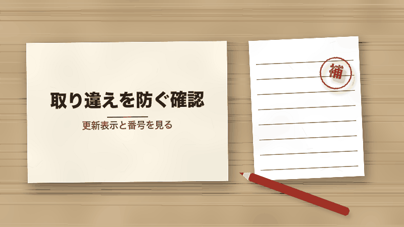 取り違えを防ぐ確認(更新表示と番号を見る)